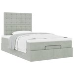 vidaXL Cadre de lit ottoman avec matelas gris clair 120x190 cm velours
