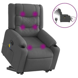 vidaXL Fauteuil inclinable de massage électrique Gris foncé Tissu