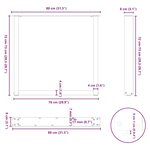 vidaXL Pieds de table à manger en U  3 pièces  noir  80 x (72-73) cm  acier