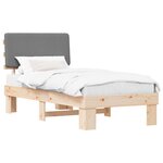 vidaXL Cadre de lit avec tête de lit rembourrée Gris clair 75 x 190 cm