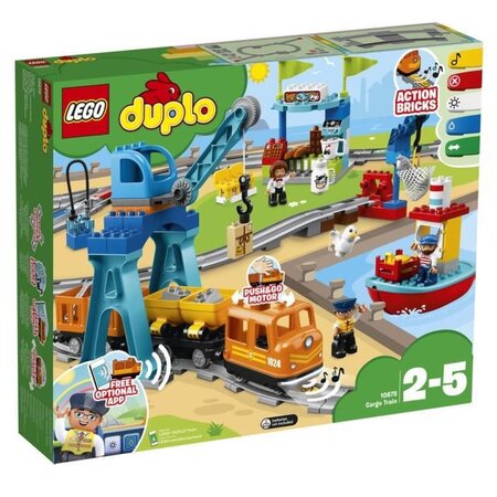 LEGO 10875 DUPLO Le Train De Marchandises, Jeu Avec Son Et Lumiere, Grue  avec télécommande Jouet Pour Enfant 2-5 Ans - ADMI