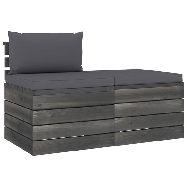 vidaXL Salon palette de jardin 2 Pièces avec coussins Bois de pin massif