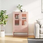 vidaXL Buffet haut rose 68x39x111 5 cm acier
