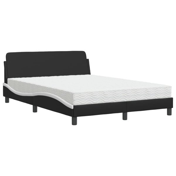 vidaXL Lit avec matelas Dover noir et blanc 140x200 cm similicuir