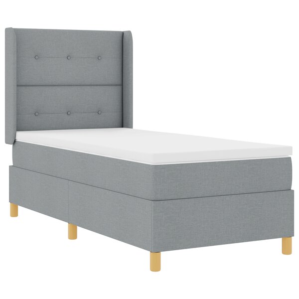 Lit Box Spring vidaXL avec Matelas & Lumière LED Gris clair 80x200 cm Tissu