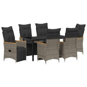 vidaXL Ensemble de salle à manger pour jardin 7 Pièces Gris polyrotin