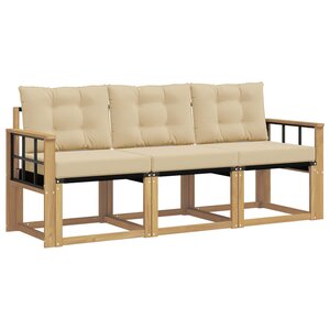 vidaXL Ensemble de canapés d'extérieur 3 Pièces Blanc et Beige