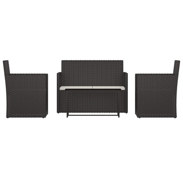 vidaXL Mobilier d'extérieur 4 Pièces avec coussins Résine tressée Noir