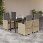 vidaXL Ensemble à manger de jardin coussins 5 Pièces mélange beige rotin