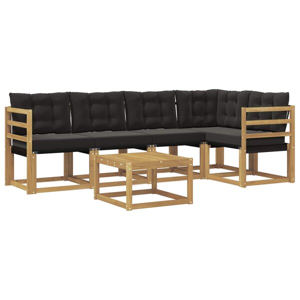 vidaXL Ensemble de canapés d'extérieur 6 Pièces Blanc et noir