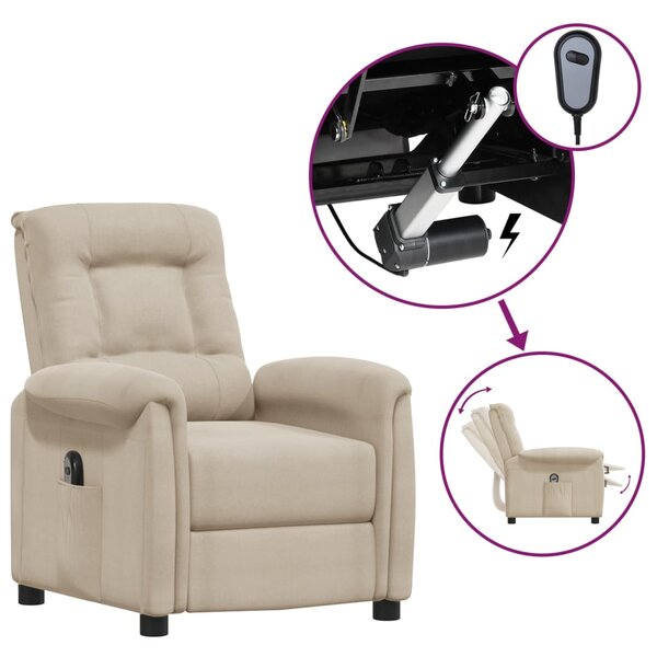 vidaXL Fauteuil inclinable électrique Crème Tissu microfibre
