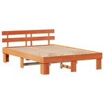 vidaXL Cadre de lit avec tête de lit Brun cire 150 x 200 cm Pin massif