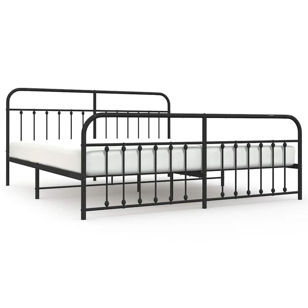 vidaXL Cadre de lit métal sans matelas avec pied de lit noir 200x200cm
