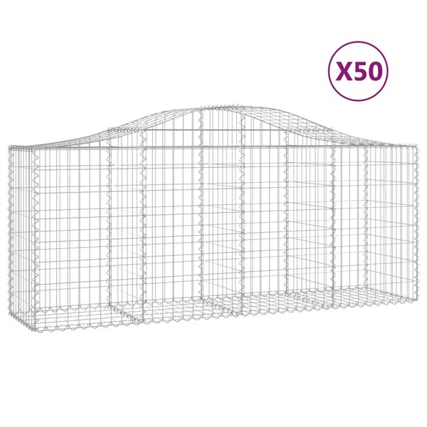 vidaXL Paniers à gabions arqués 50 Pièces 200x50x80/100 cm Fer galvanisé