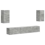 vidaXL Ensemble meuble TV 5 Pièces Gris béton Bois d'ingénierie