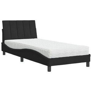 vidaXL Lit avec matelas noir 90x200 cm velours