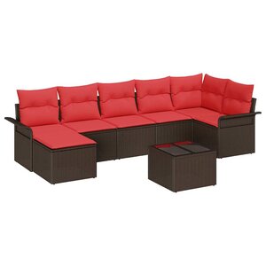 vidaXL Ensemble de canapé de jardin 8 Pièces Marron Poly rotin