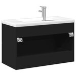 vidaXL Armoire lavabo de salle de bain avec bassin intégré noir