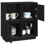 vidaXL Buffet noir 74x35x80 cm bois massif de pin
