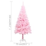 vidaXL Arbre de Noël artificiel pré-éclairé et boules rose 150 cm PVC