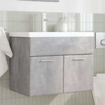 vidaXL Armoire lavabo de salle de bain avec bassin intégré gris béton