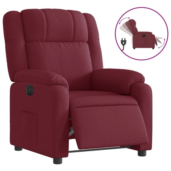 vidaXL Fauteuil inclinable électrique Rouge bordeaux Tissu