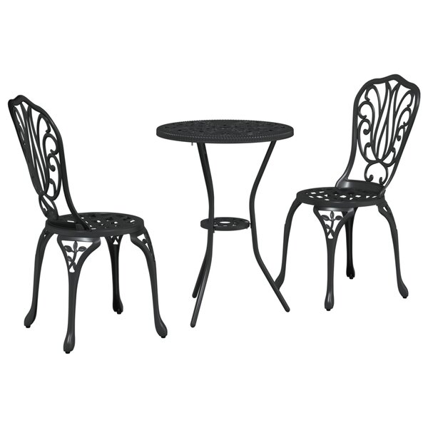 Set de bistrot de jardin 3 pièces vidaXL Noir en alu moulé