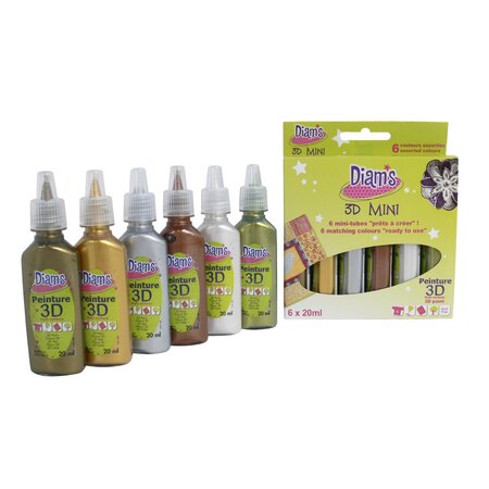 Diam’s Kit peinture 3D Mini 6 tubes 20ml - Total Métal