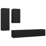 vidaXL Ensemble de meubles TV 4 Pièces Noir Bois d'ingénierie