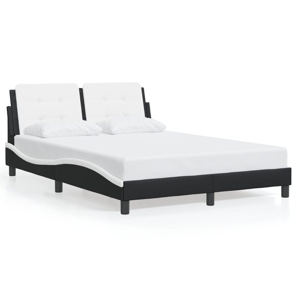 vidaXL Cadre de lit sans matelas Zadar noir et blanc 140x200 cm similicuir