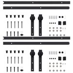 vidaXL Kits de fixation pour porte coulissante 2 Pièces 183 cm Acier Noir