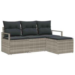 vidaXL Ensemble de canapé de jardin 4 Pièces Gris clair Poly rotin