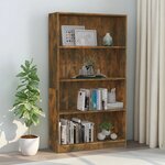 vidaXL Bibliothèque 4 niveaux Chêne fumé 80x24x142cm Bois d'ingénierie