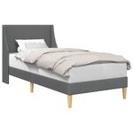 vidaXL Cadre de lit Uni avec tête de lit Gris foncé 90 x 200 cm tissu