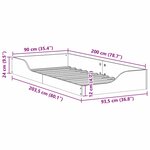 vidaXL Cadre de lit surélevé Blanc 90 x 200 cm Bois massif en pin