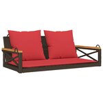 vidaXL Balancelle avec coussins marron 109x62x40 cm résine tressée