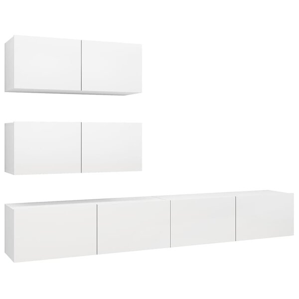 vidaXL Ensemble de meubles TV 4 Pièces Blanc Bois d'ingénierie