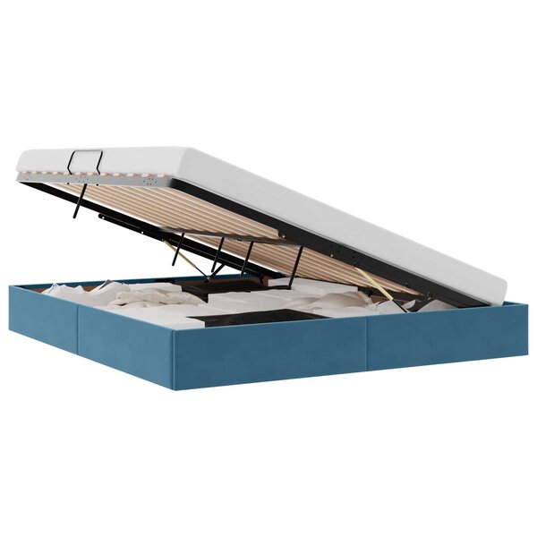 vidaXL Cadre de lit ottoman Bleu foncé 180 x 200 cm Velours