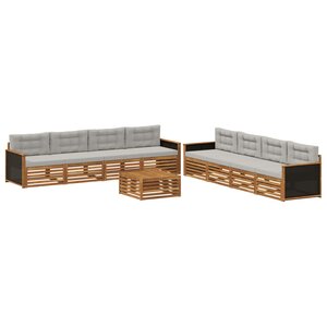 vidaXL Ensemble de canapés d'extérieur 9 Pièces Naturel et gris clair