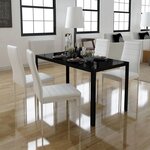 vidaXL Ensemble de table à manger cinq pièces noir et blanc