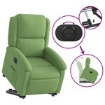 vidaXL Fauteuil inclinable électrique vert clair velours