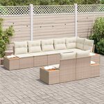 vidaXL Ensemble de canapé de jardin 8 Pièces beige et crème Poly rotin