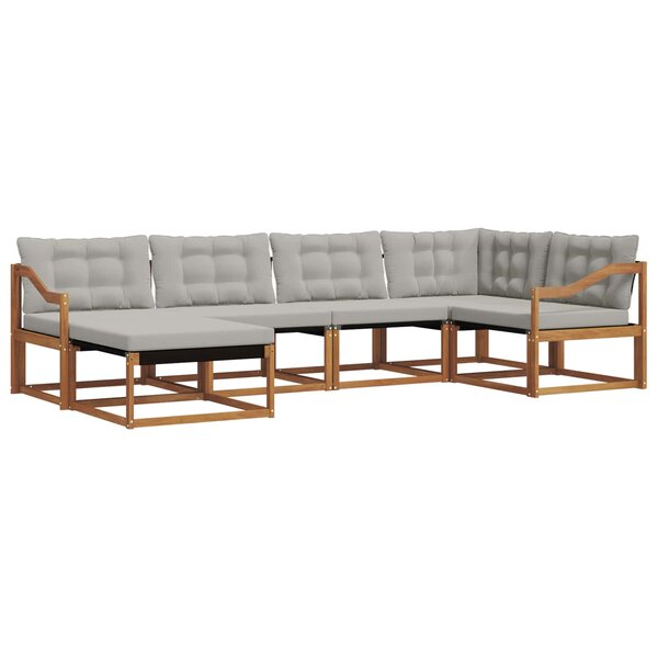 vidaXL Ensemble de canapés d'extérieur 6 pc Gris Naturel et Clair