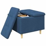 vidaXL Pouf de rangement avec coussin Bleu 60 x 60 x 45 cm tissu