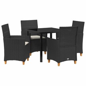 vidaXL Ensemble de salle à manger pour jardin 5 Pièces Noir polyrotin