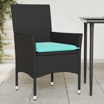 vidaXL Chaises de jardin avec coussins lot de 2 noir résine tressée