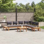 vidaXL Ensemble de banc de jardin avec coussin 3 Pièces Brun  Gris