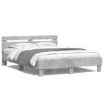 vidaXL Cadre de lit avec tête de lit et LED gris béton 140x190 cm