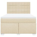 vidaXL Sommier à lattes de lit avec matelas Crème 160x200 cm Tissu