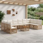 vidaXL Ensemble de canapés d'extérieur 11 pc Blanc Naturel et Crème